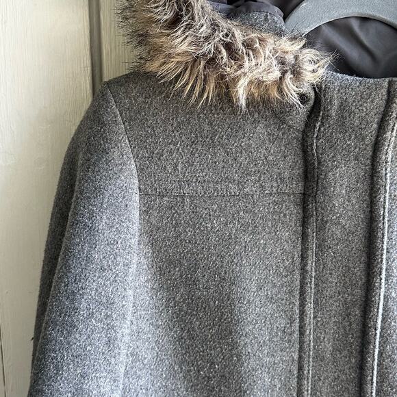 J. Crew Mercantile Vail Faux Fur Gray Wool Parka Coat - Picture 4 of 8
